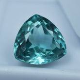 Certified 7.80ct natural bluish-green sapphire, trillion cut, for jewelry making
